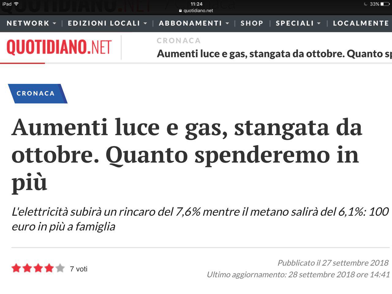 Continui aumenti in bolletta. Che fare?