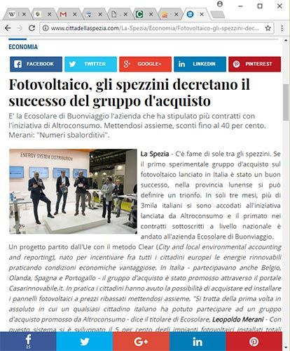 Articolo Altroconsumo - Ecosolare